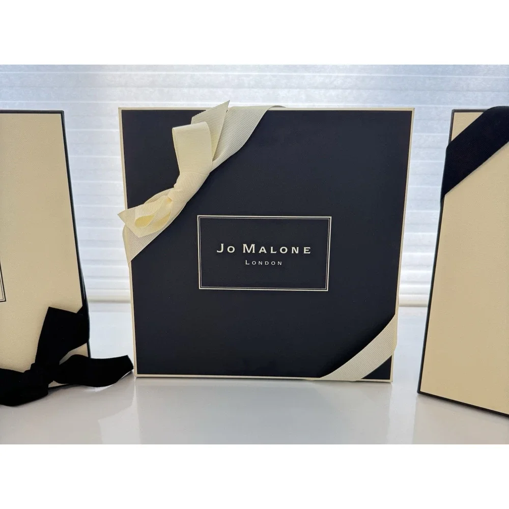 Lot of 3 JO MALONE LONDON Gift Storage Keepsake Boxes with Ribbons Cream Black